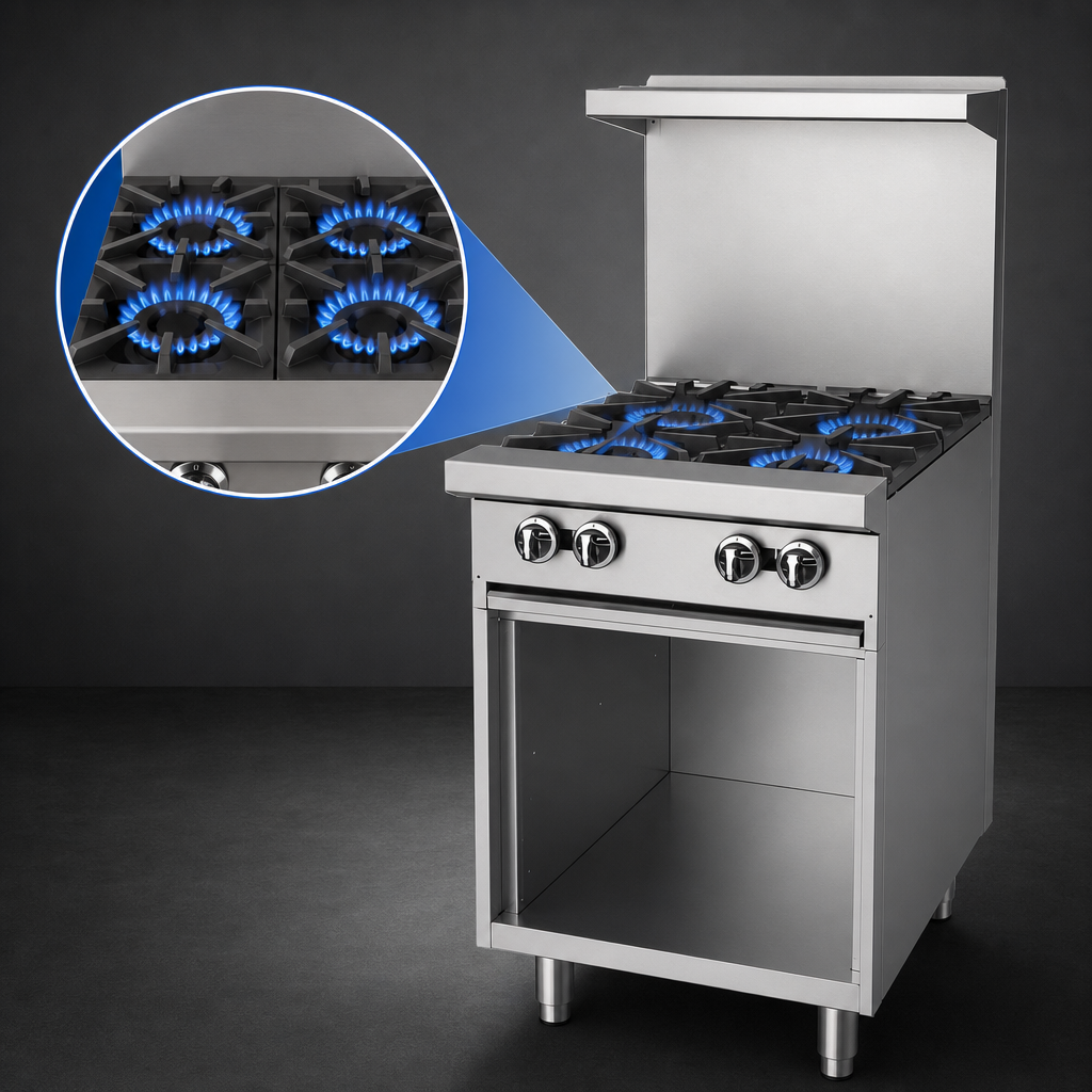 Four 32,000 BTU Open Burners