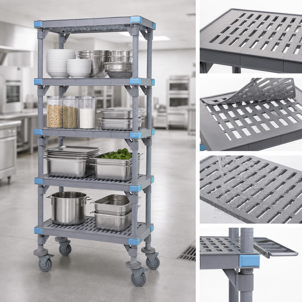 Five Open Grid Shelves