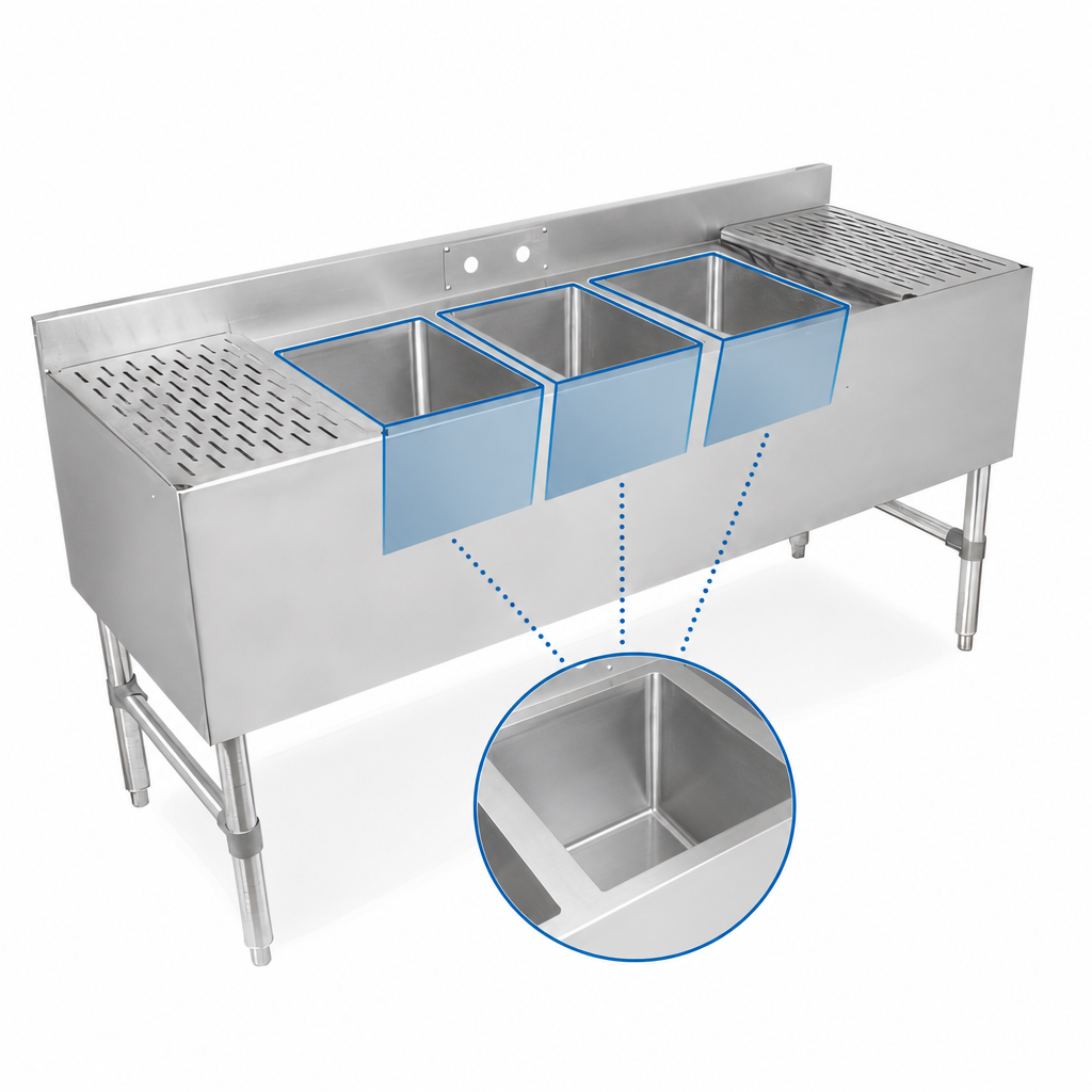 Three Sink Compartments