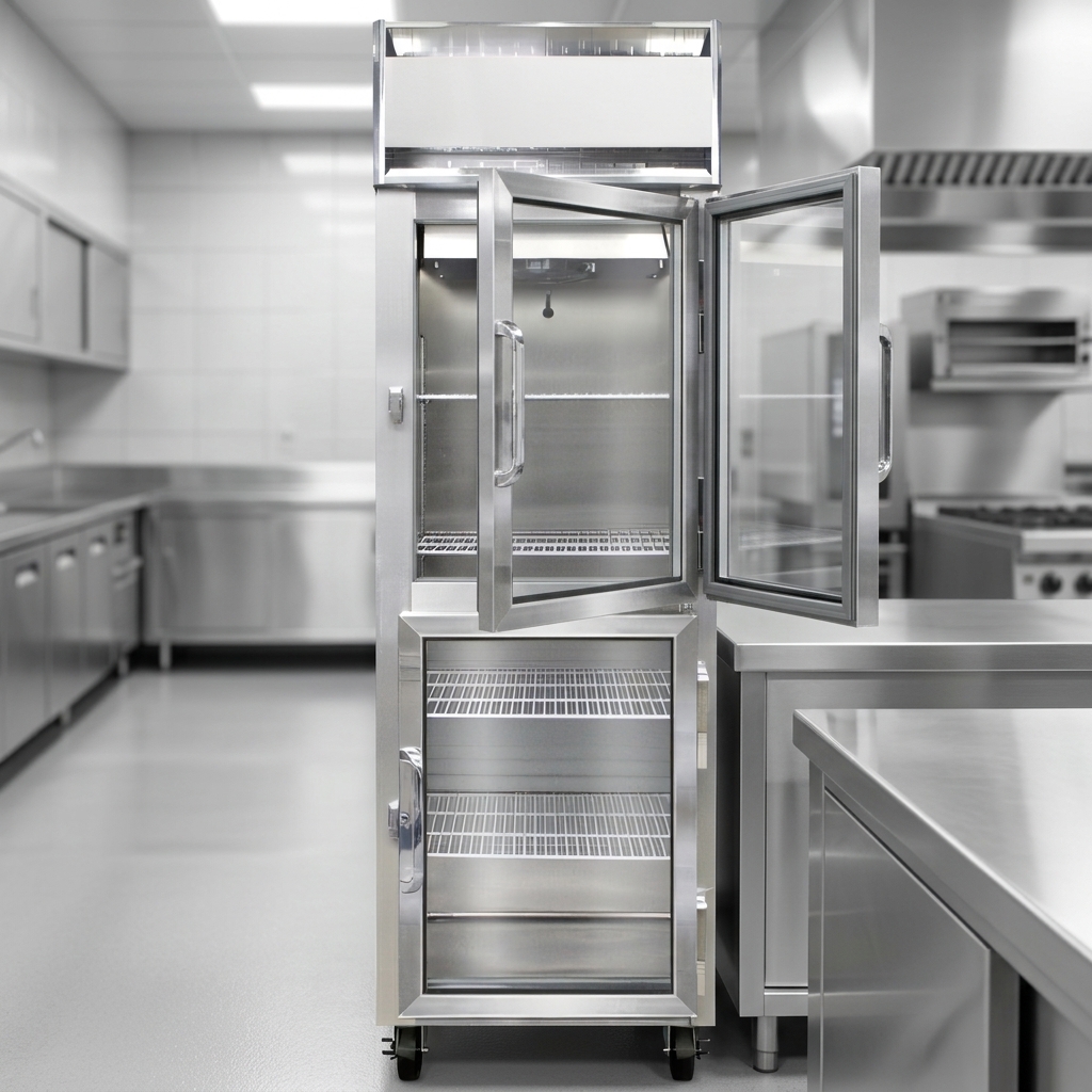 Experience ultimate durability and a professional aesthetic with this freezer's high-quality all stainless steel construction, both inside and out.