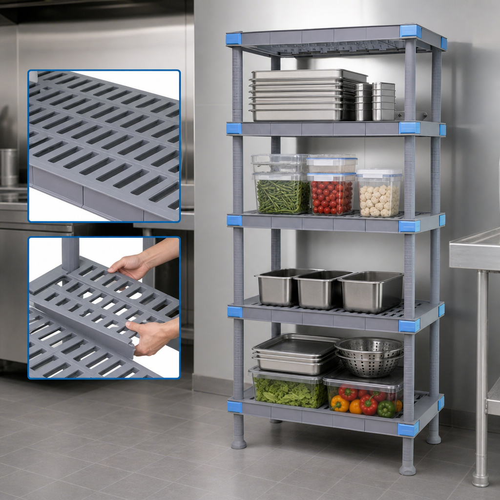 Five Open Grid Shelves