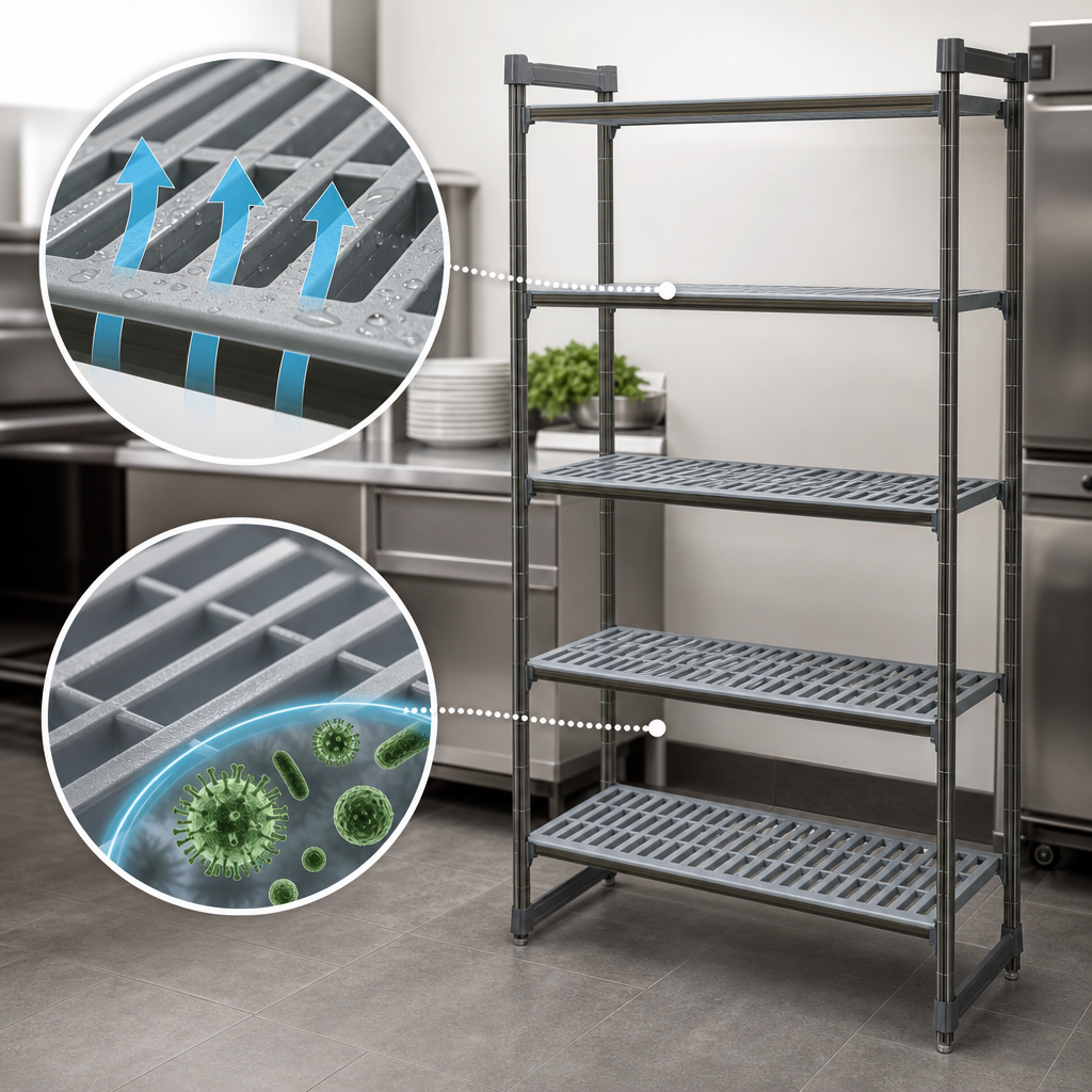 Vented Polypropylene Shelf Plates with Camguard Antimicrobial Protection