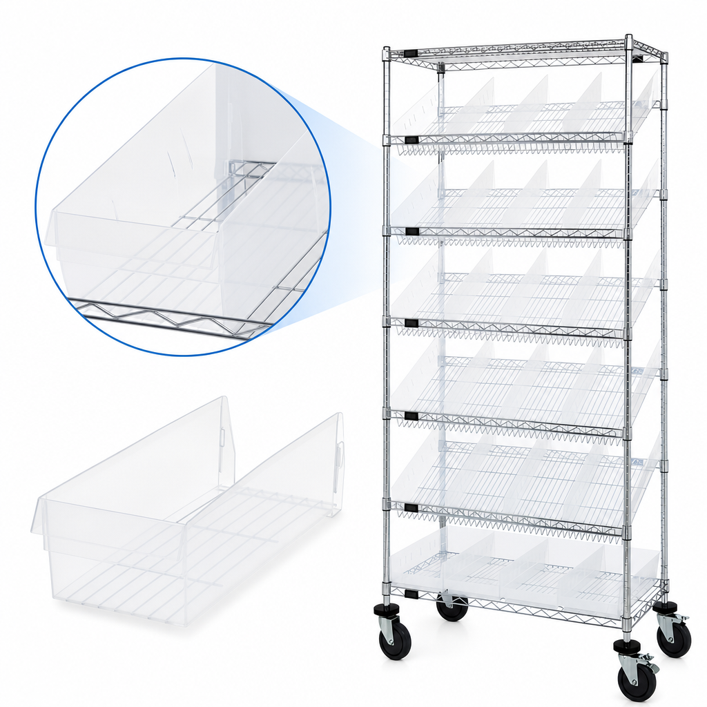 24 Clear Bins Included