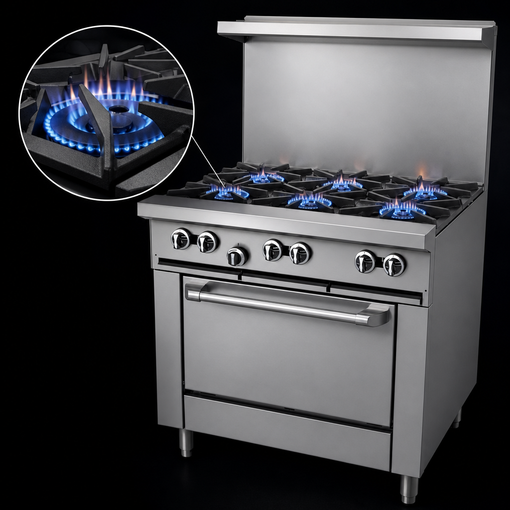 Six High-Output Open Burners