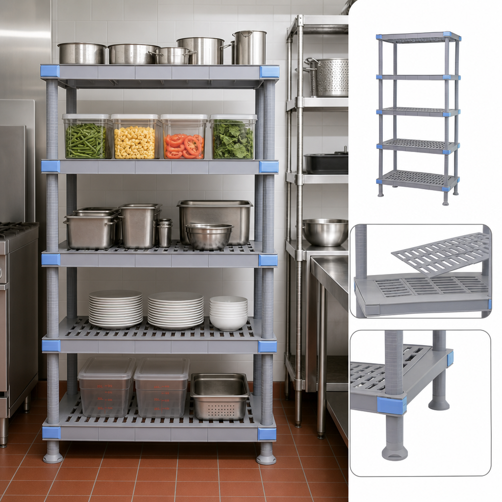 Five Open Grid Shelves