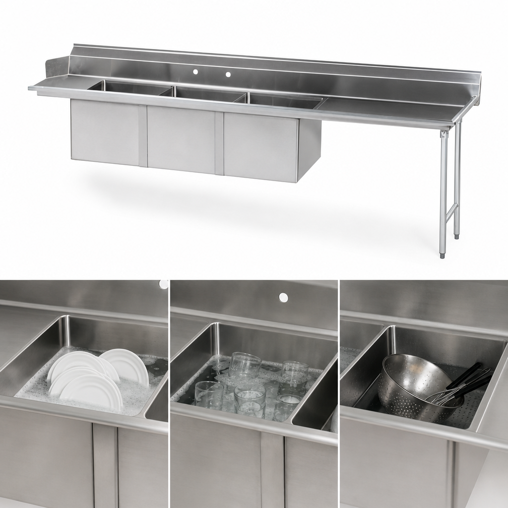 Three Fabricated Sink Bowls