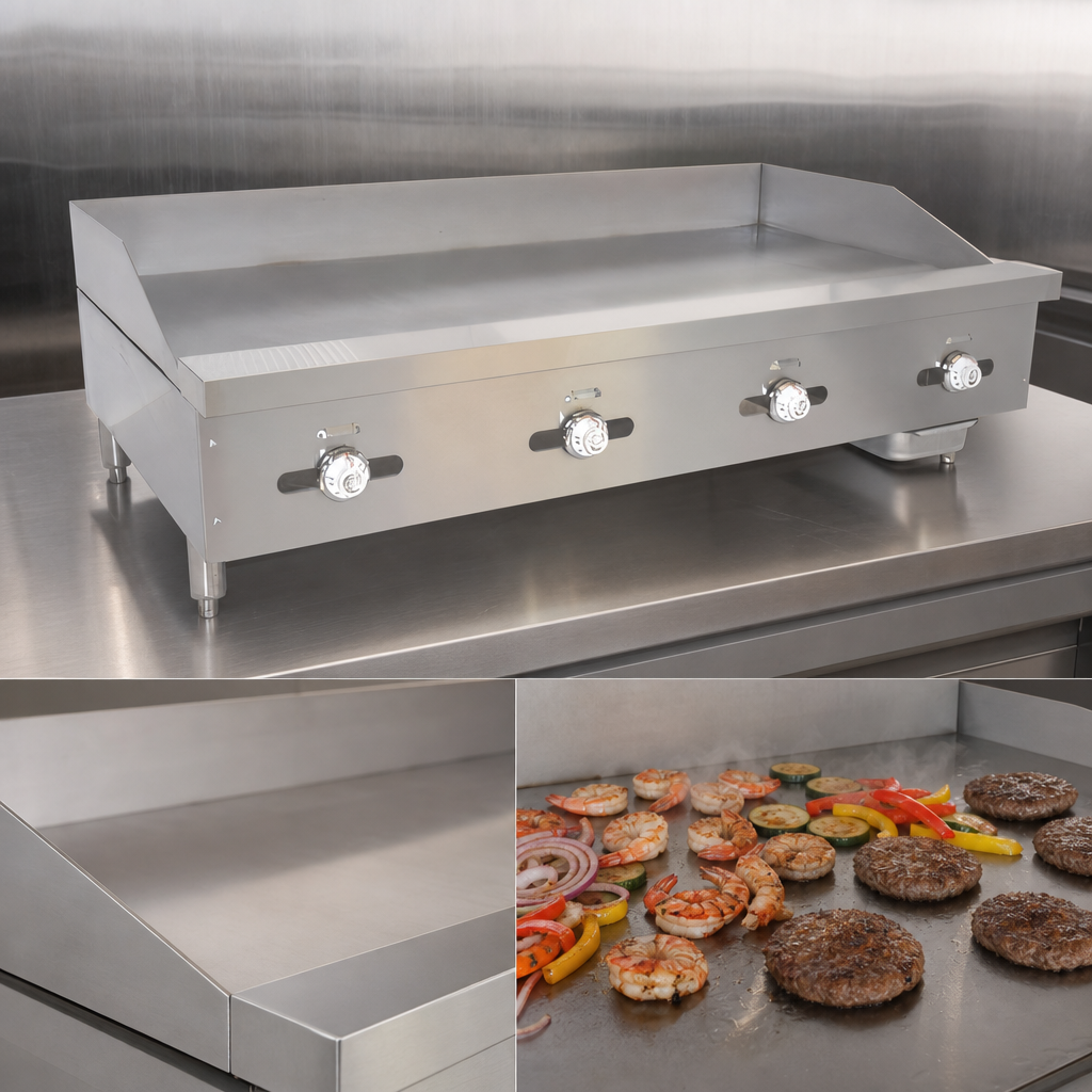 48-Inch Polished Steel Griddle Plate