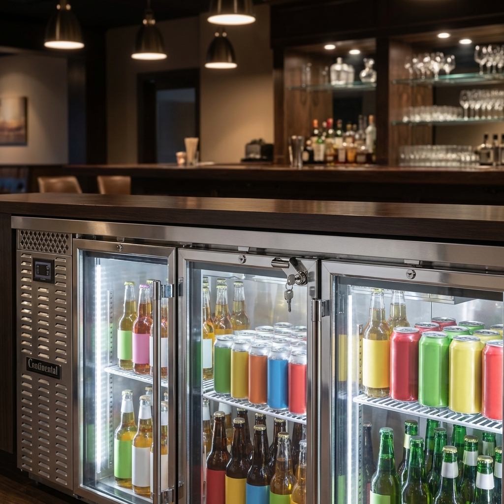 Secure your inventory with crystal-clear visibility thanks to the six locking glass doors on this pass-thru back bar cooler.