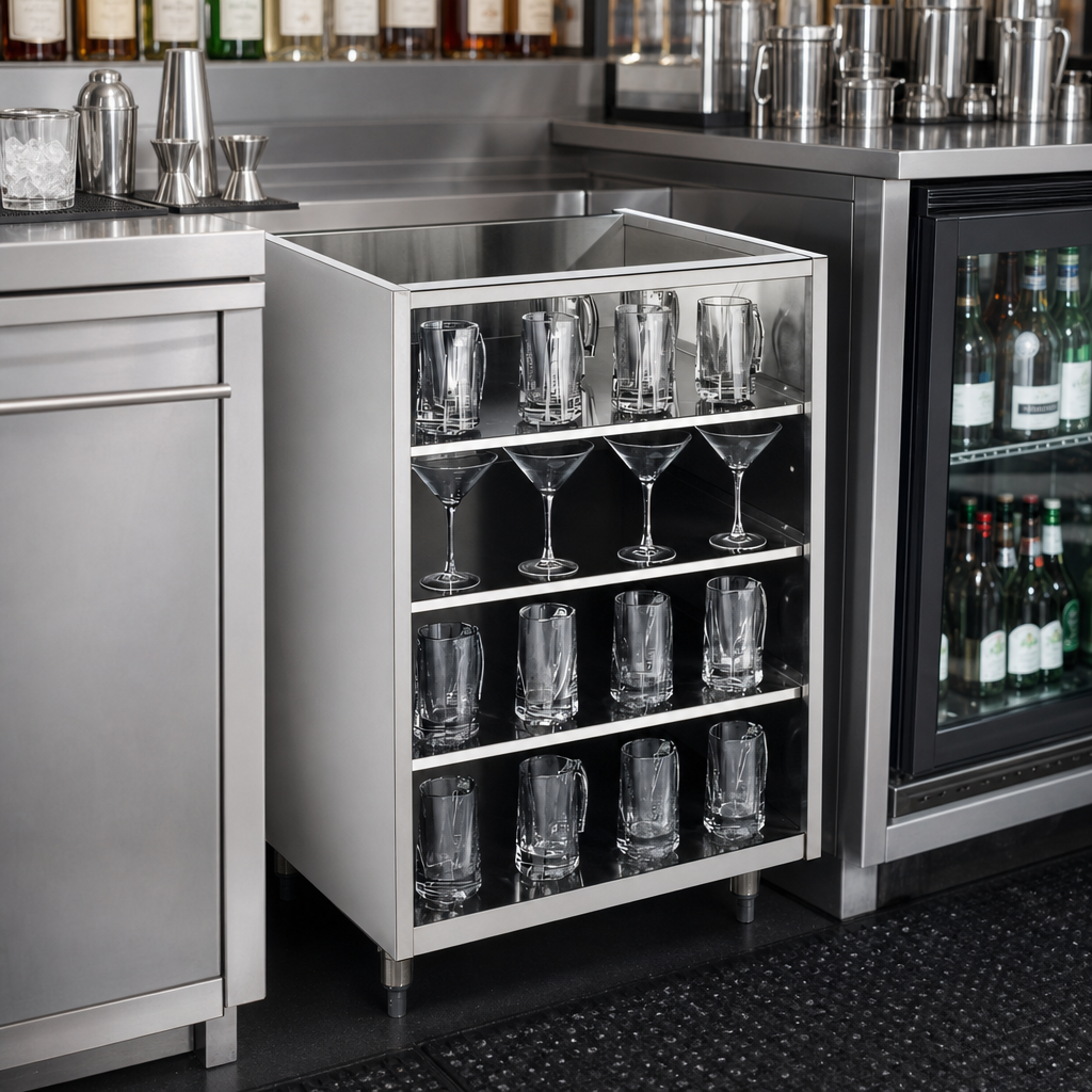Back-Bar Glass Storage Design