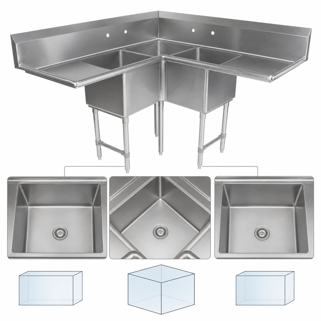 Three-Compartment Corner Layout