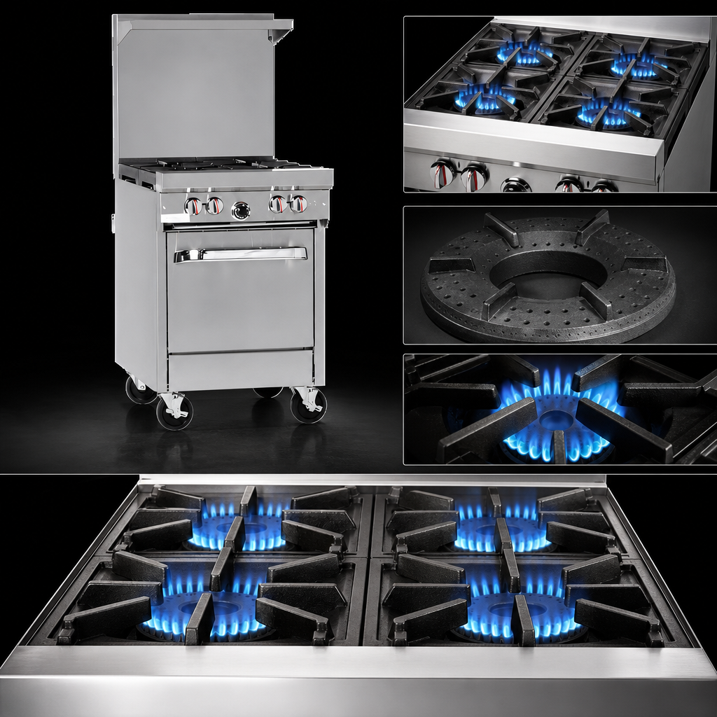 Four High-Output Open Burners