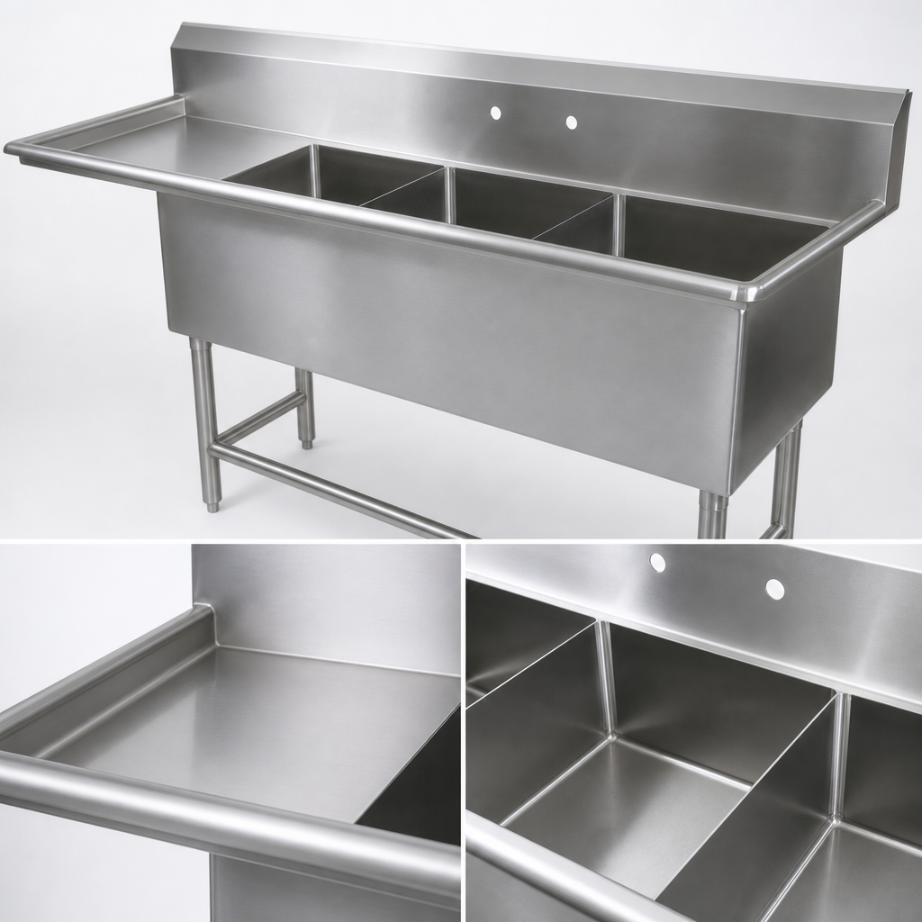 14-Gauge Type 300 Stainless Steel Top and Bowls