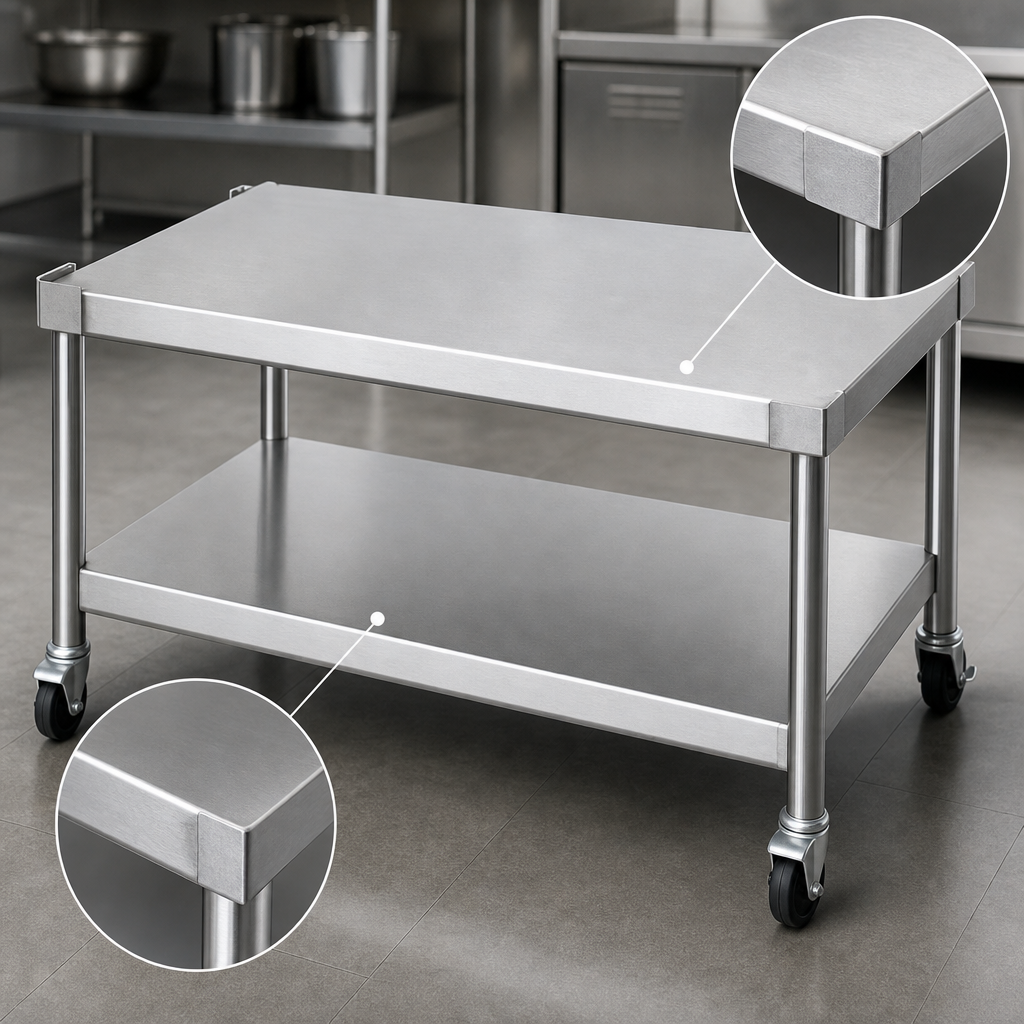 14-Gauge Stainless Steel Top and Bottom Shelf