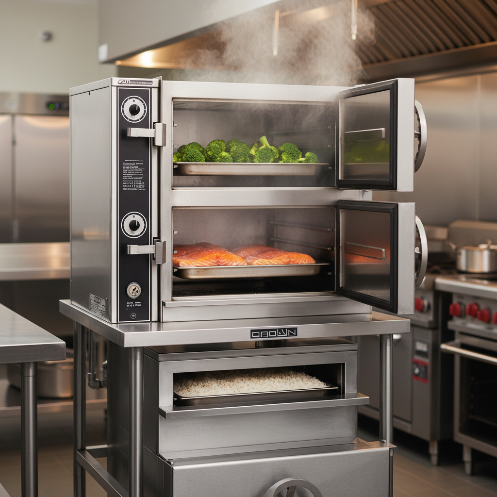 Experience peak kitchen efficiency with the Crown DCL-3 steamer, featuring three independent cooking compartments for simultaneous preparation of diverse dishes.