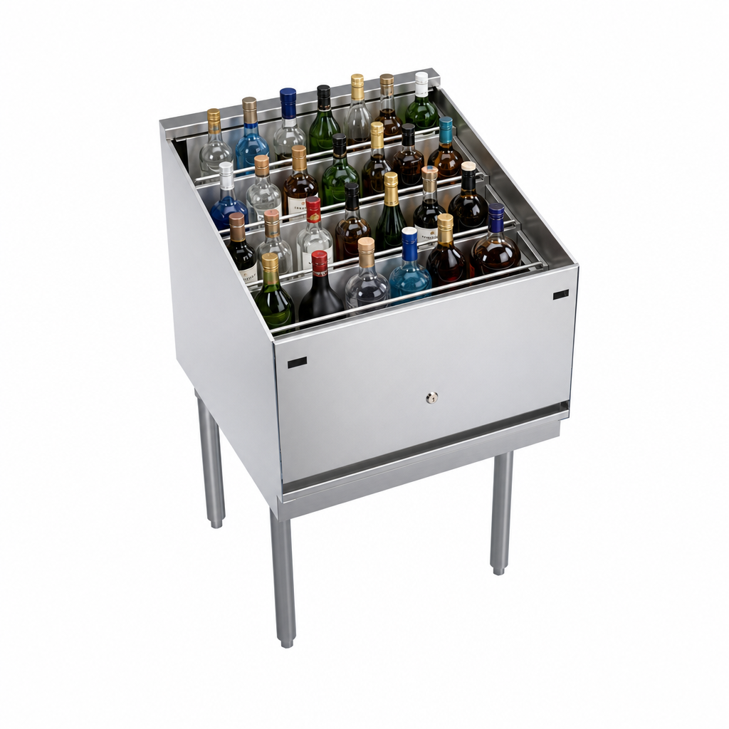 Four Bottle Steps with Guard Rails