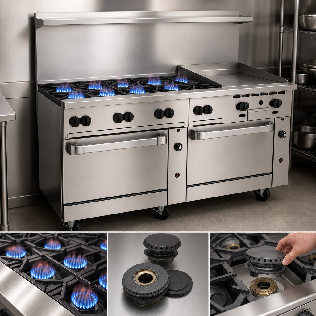 Eight 30,000 BTU Open Burners