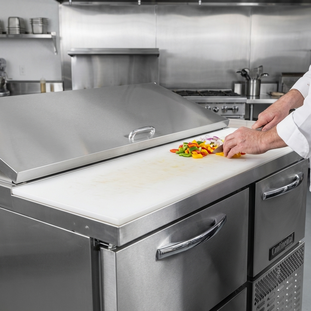 Effortlessly prep ingredients on the integrated 10" deep nylon cutting board, designed for ultimate convenience and efficiency.
