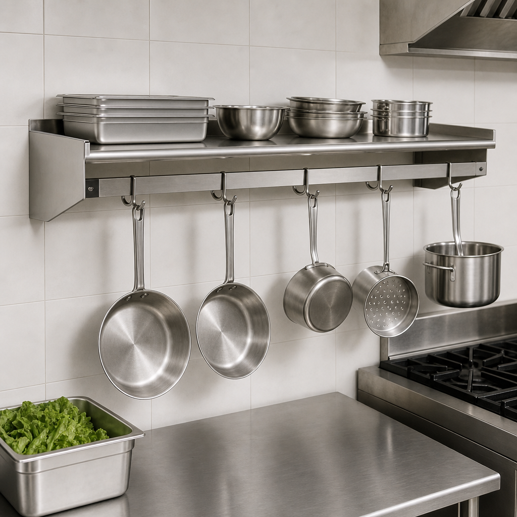 Wall Shelf with Integrated Pot Rack
