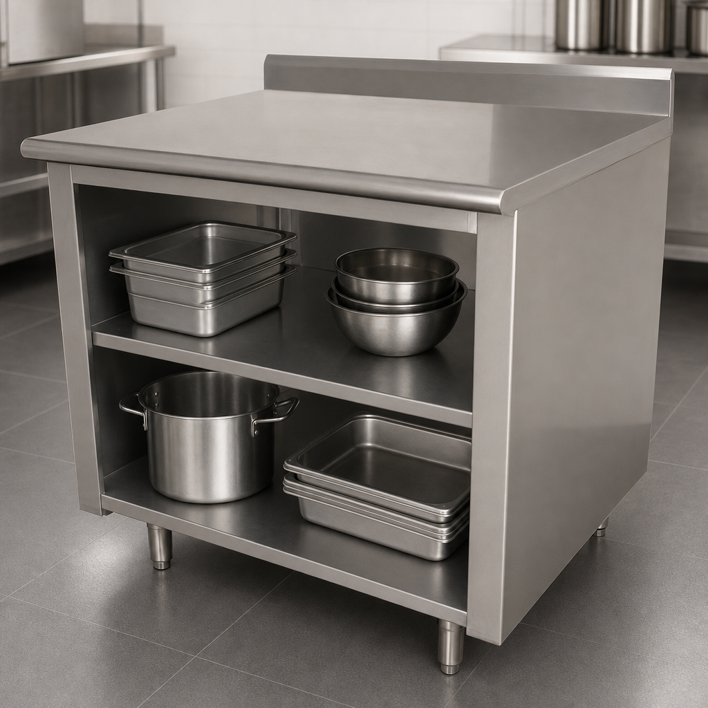 Open Front Cabinet Base with Mid-Shelf