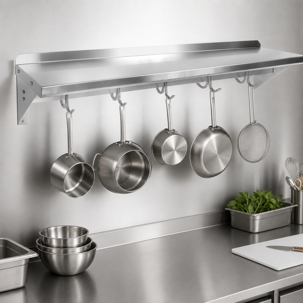 Integrated Pot Rack Shelf