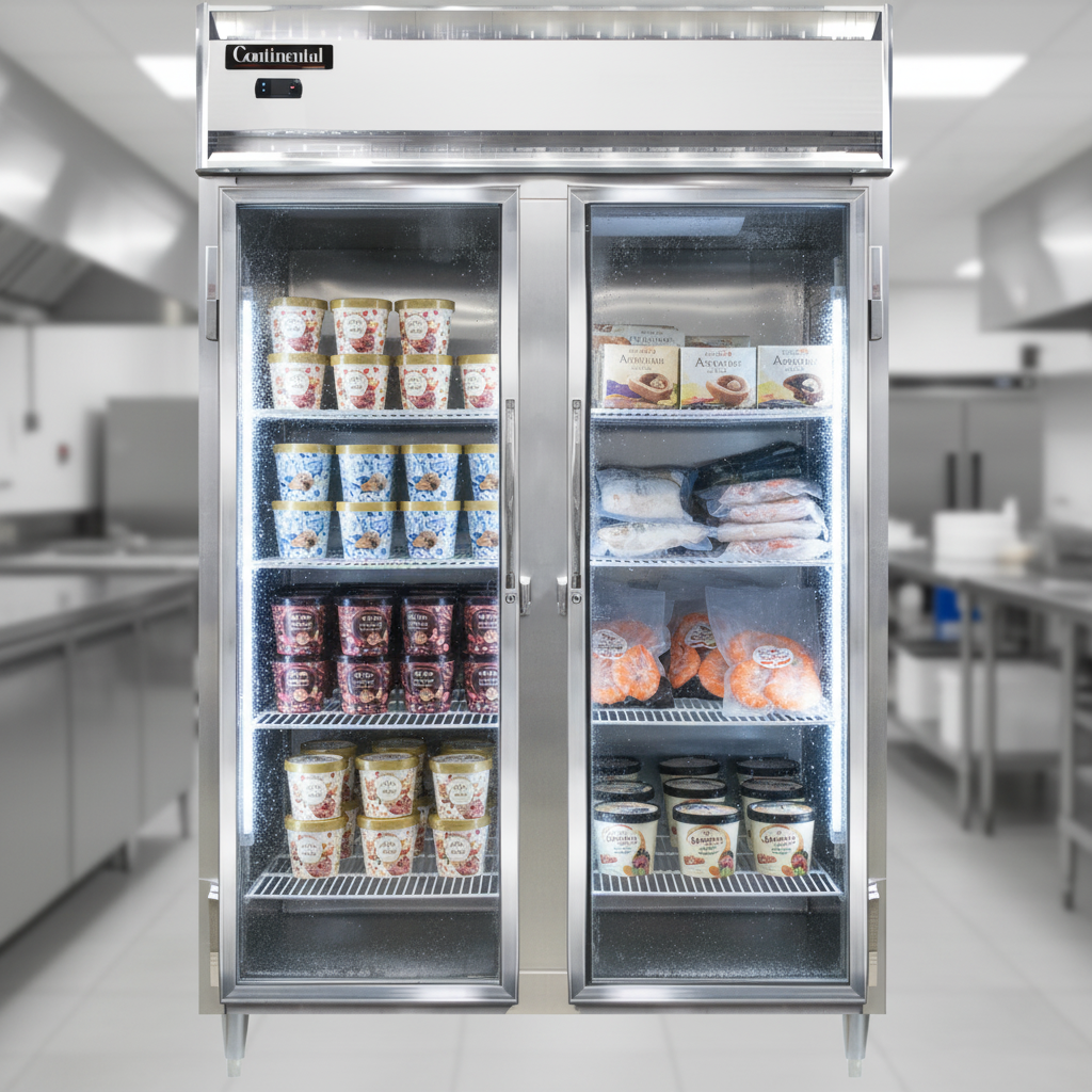This display freezer provides precise, adjustable temperature control, guaranteeing optimal preservation for your frozen inventory.