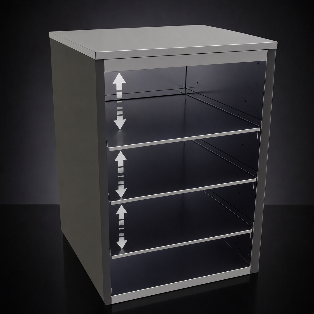 Three Adjustable Stainless Steel Shelves