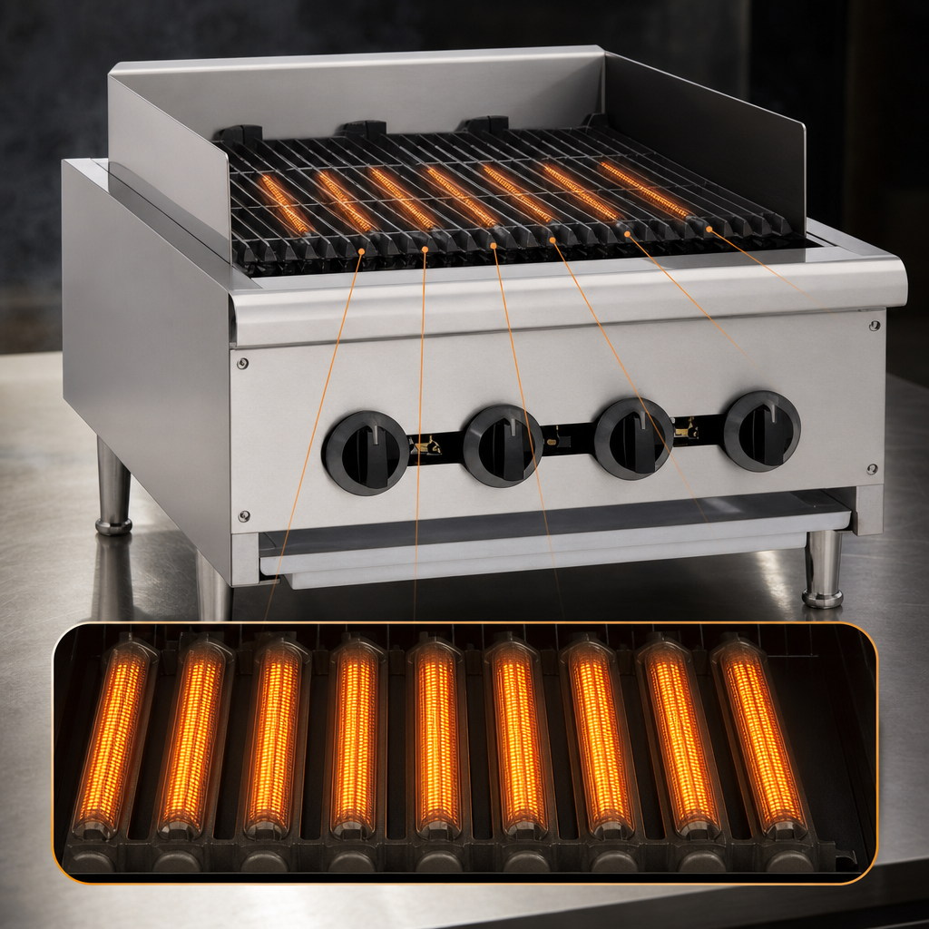 Eight Cast Iron Radiant Burners