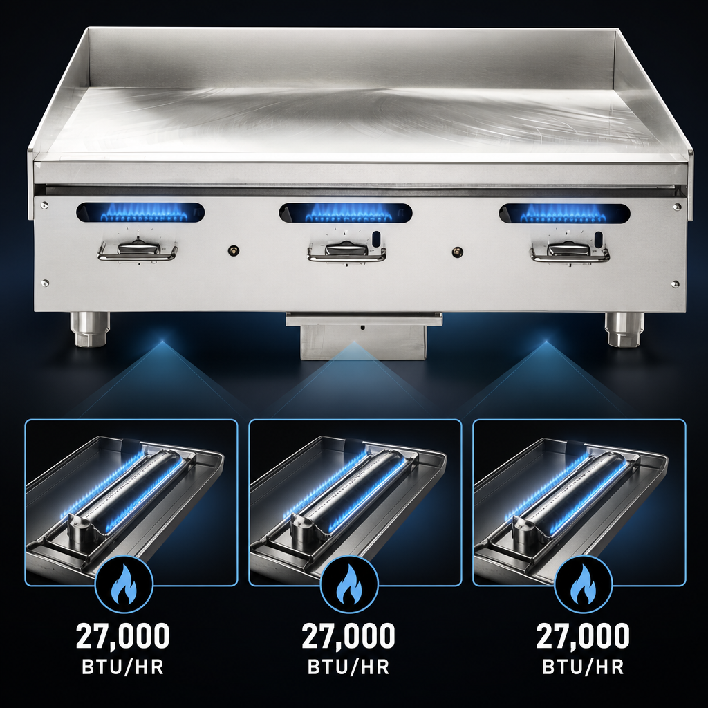 Three High-Output Burners
