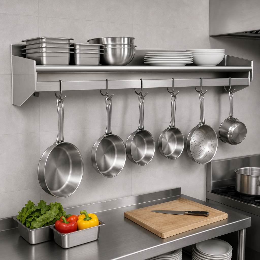 Wall Shelf With Pot Rack