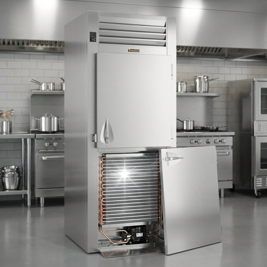 Experience simplified maintenance with the Traulsen freezer's StayClear™ Condenser Coil, designed for pristine cleanliness and efficient operation.