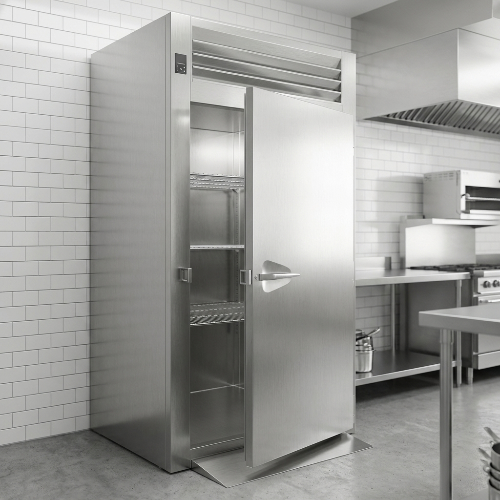 Experience the ultimate in durability and hygiene with this roll-in freezer's robust all-stainless steel construction, built to last in demanding commercial kitchens.