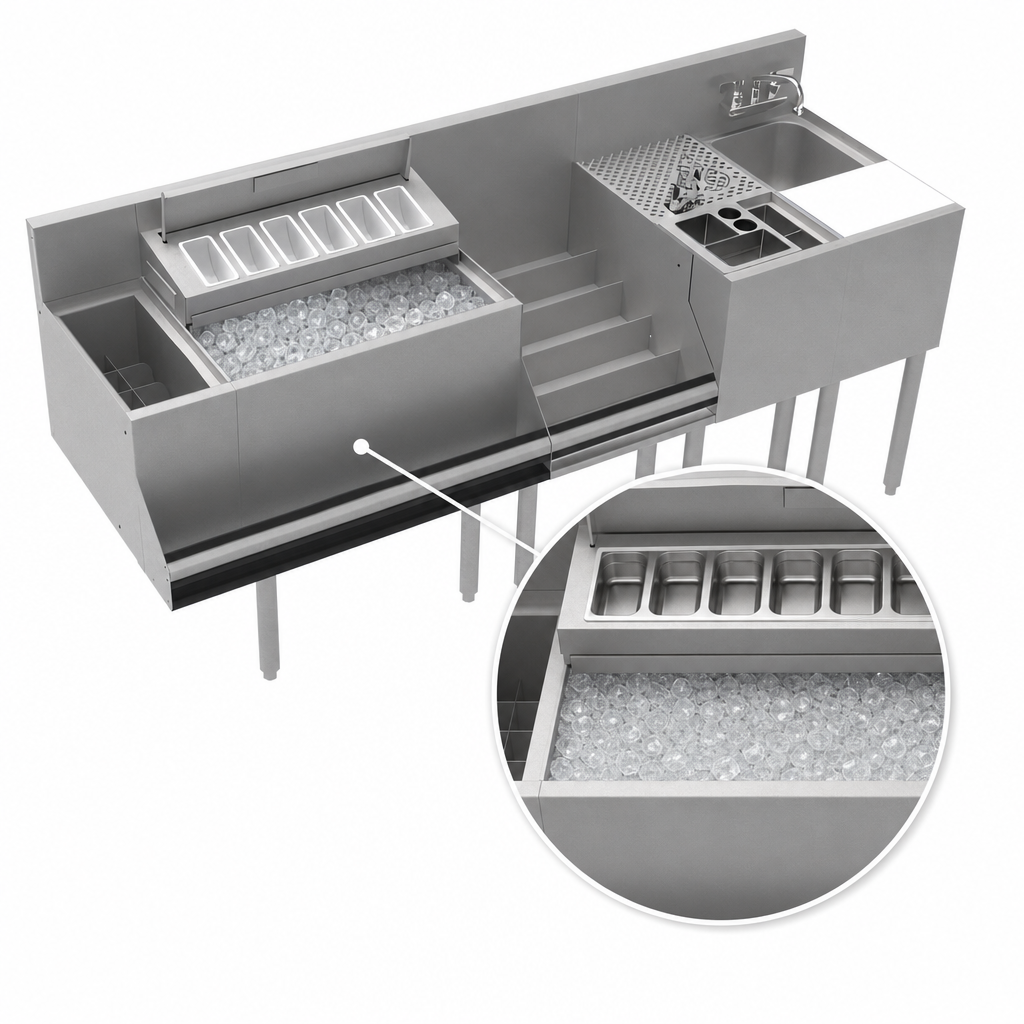 24 Inch Ice Bin with 10-Circuit Cold Plate