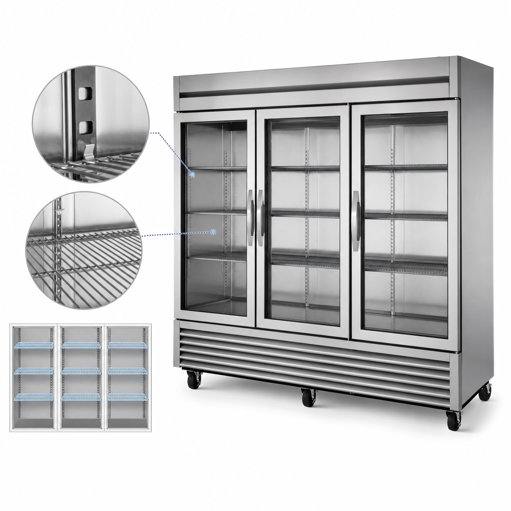 Nine Adjustable Wire Shelves