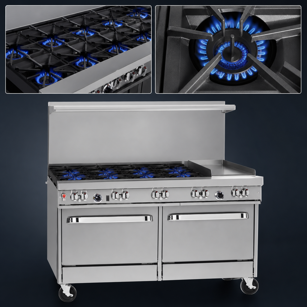 Six Non-Clog Open Burners