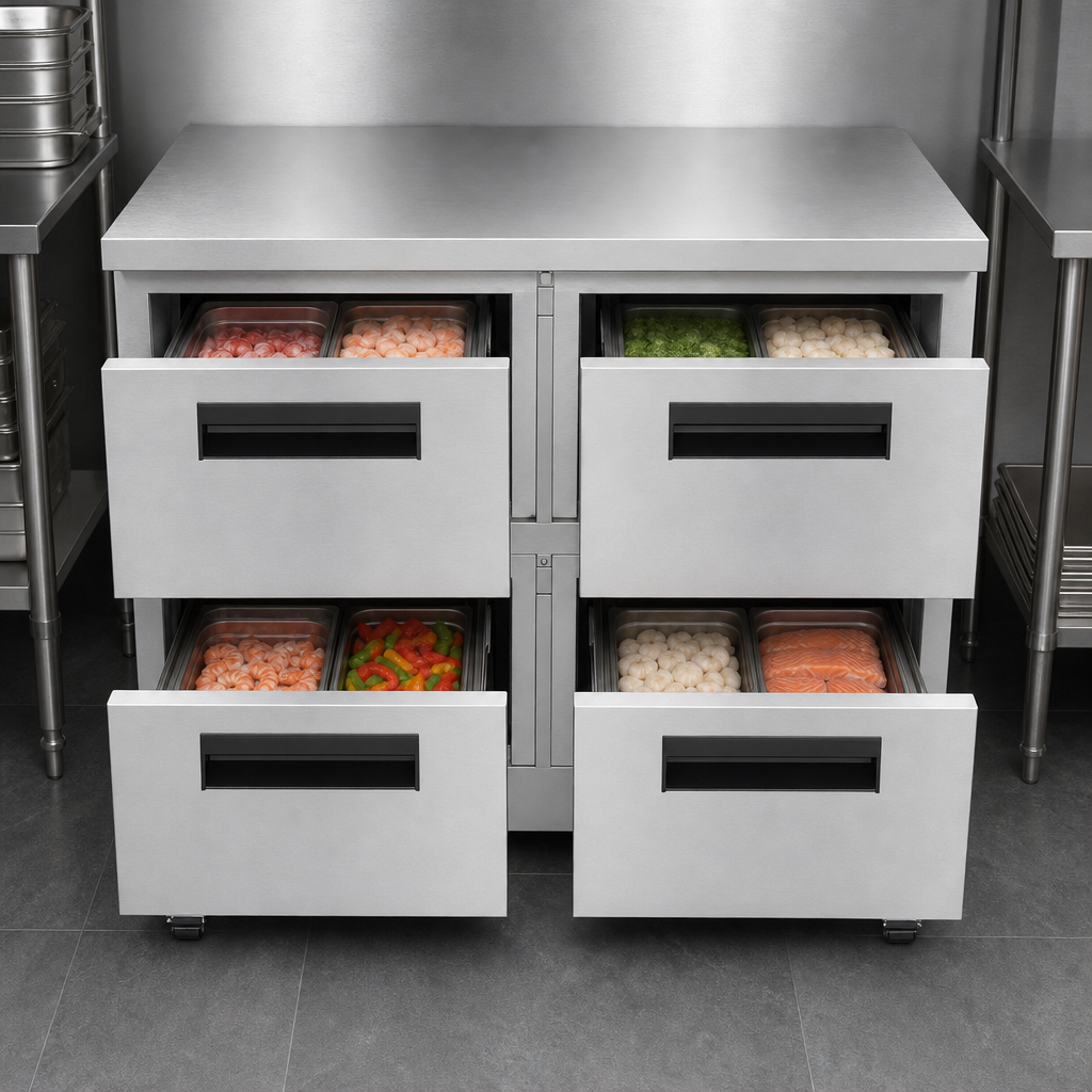 Four Stainless Steel Drawers