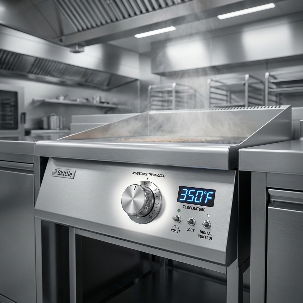 Precisely control your cooking with the Skittle SKG5-5 Multi-Function Gas Cooker's accurate adjustable thermostat.