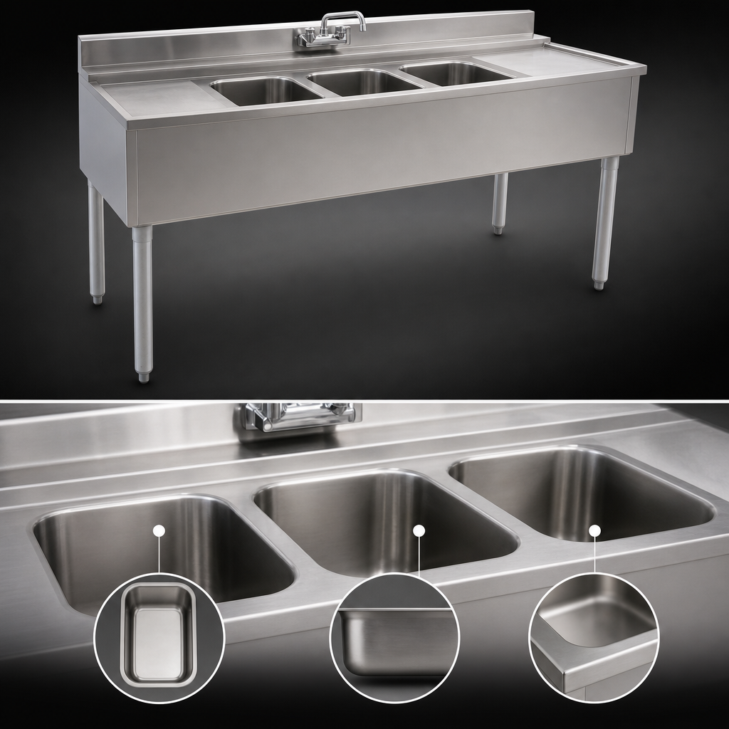 Three Deep-Drawn Compartments