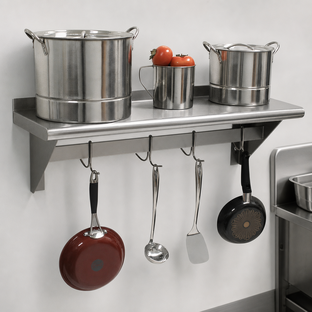 Dual-Purpose Shelf And Pot Rack