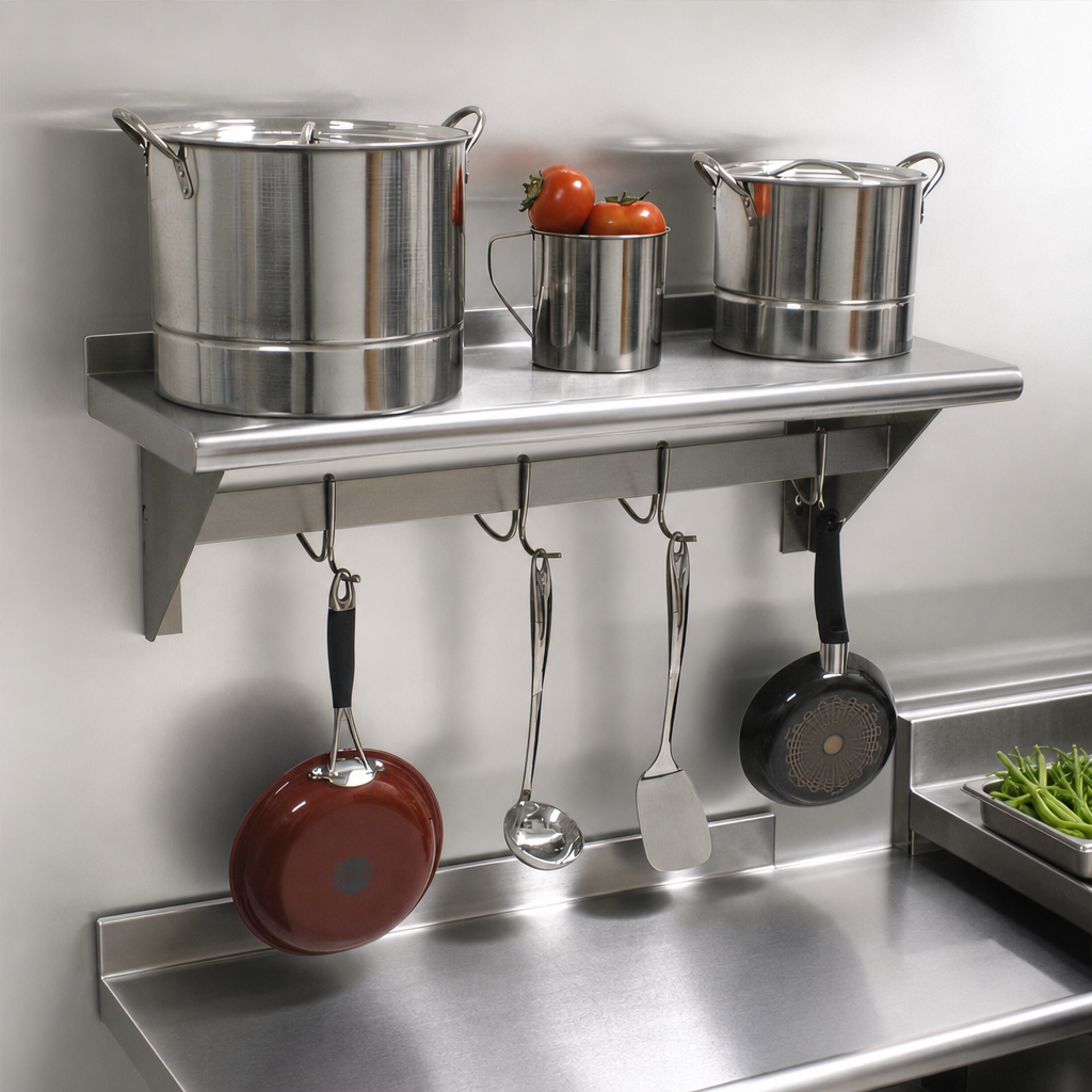 Wall-Mounted Shelf with Pot Rack