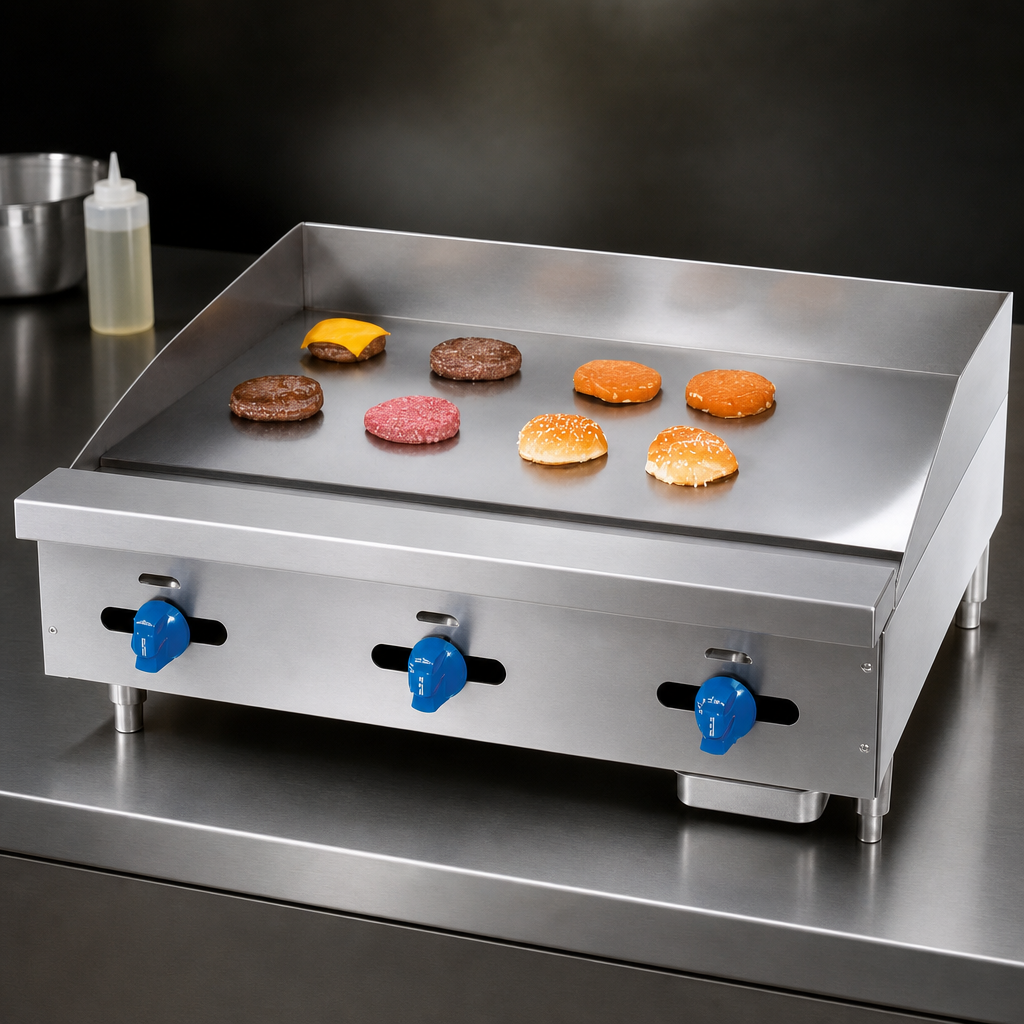 Large Polished Steel Griddle Plate