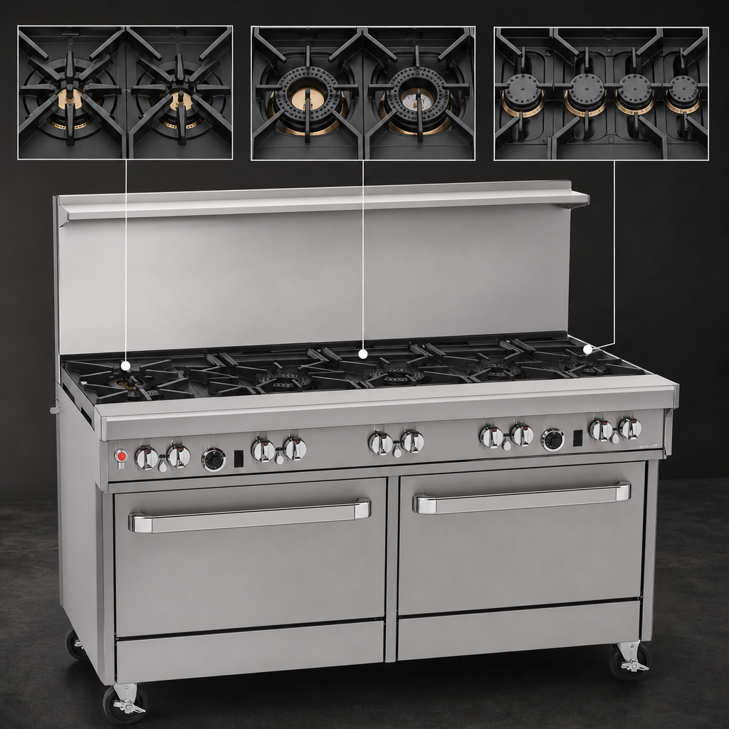 Nine Open Burner Configuration