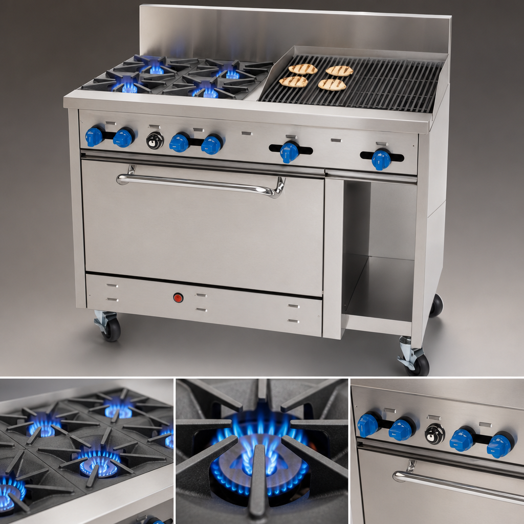 Six Open Top Burners