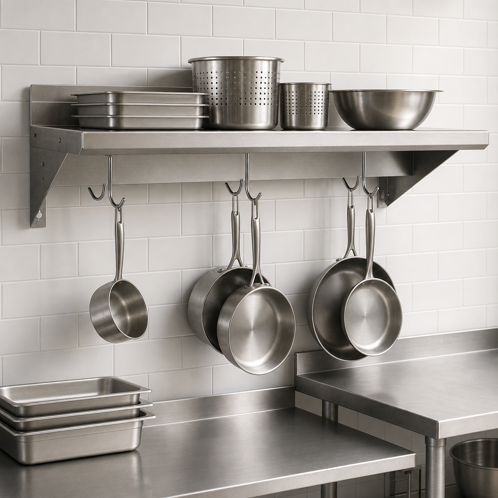 Wall-Mount Overshelf with Pot Rack