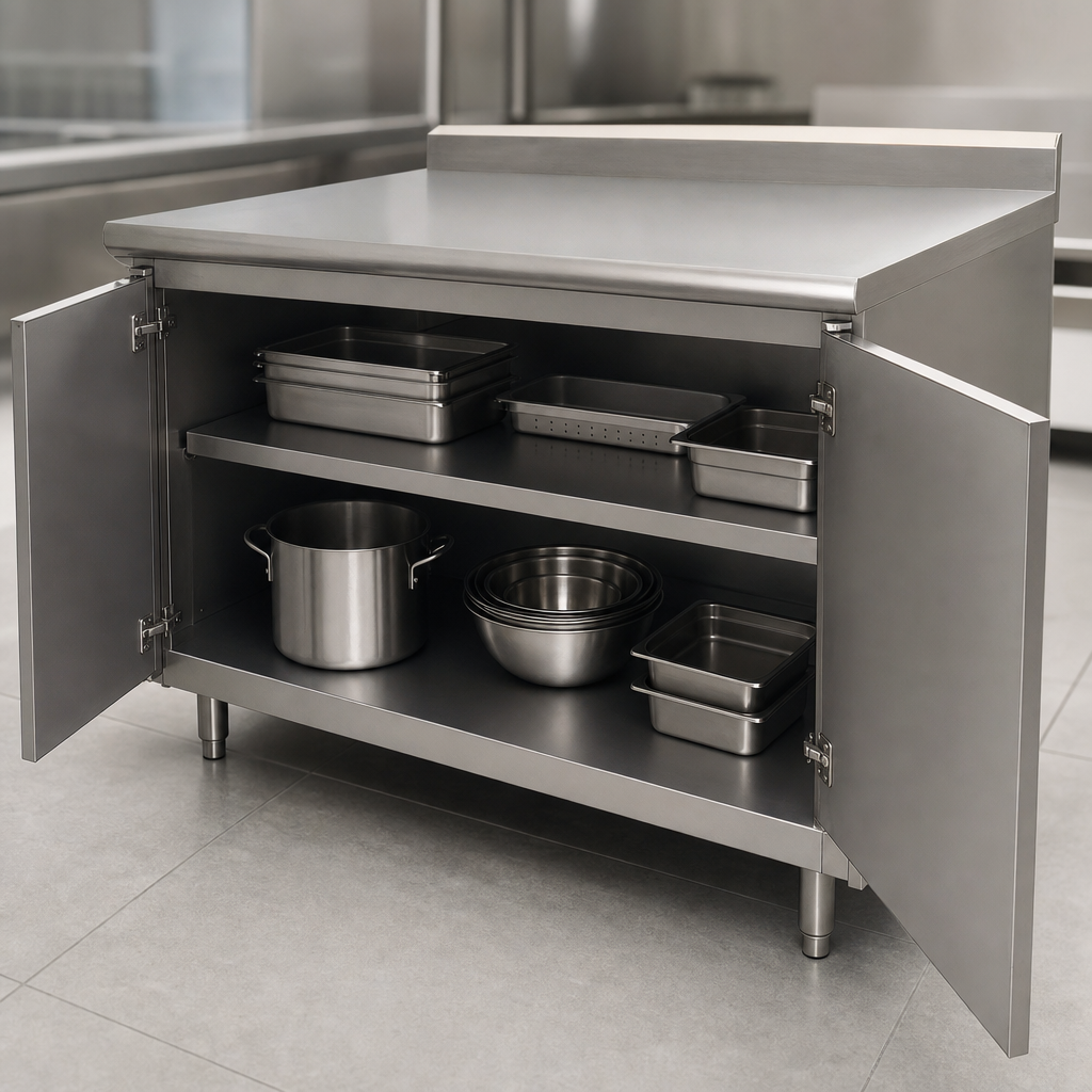 Cabinet Base with Mid-Shelf and Hinged Doors