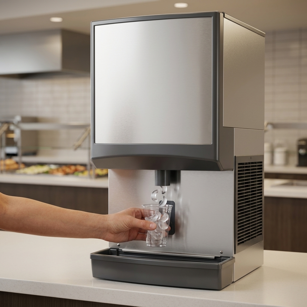 Experience enhanced sanitation with the Symphony Plus ice dispenser's SensorSAFE™ touchless dispense, ensuring hygienic ice service.