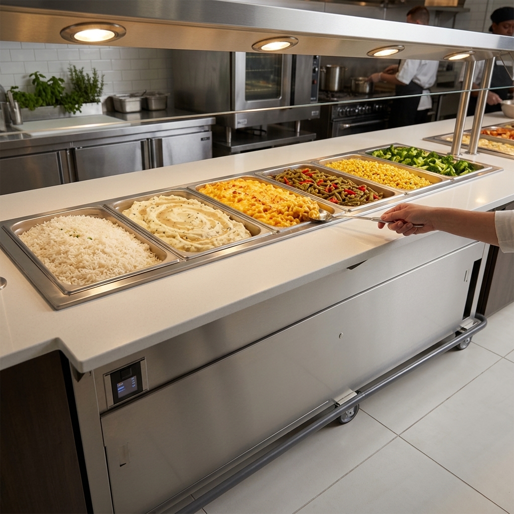 Experience perfect food holding with waterless well technology that keeps starchy dishes hot and moist without scorching.