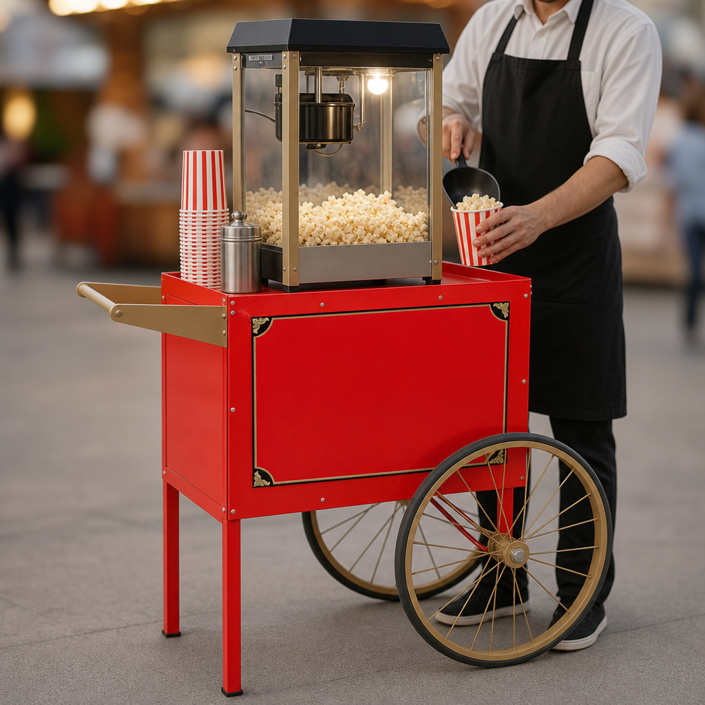 Street Vendor Popcorn Machine Use