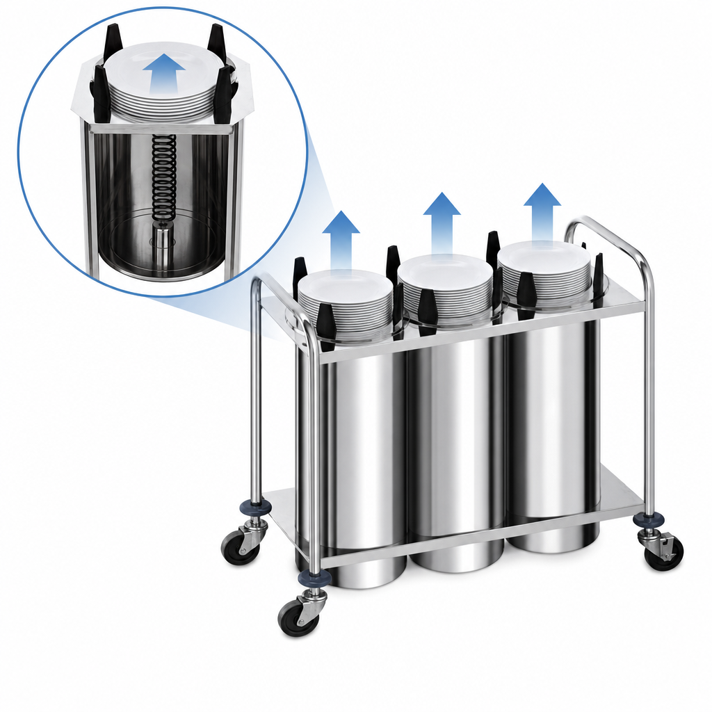 Three Self-Elevating Dispensing Tubes