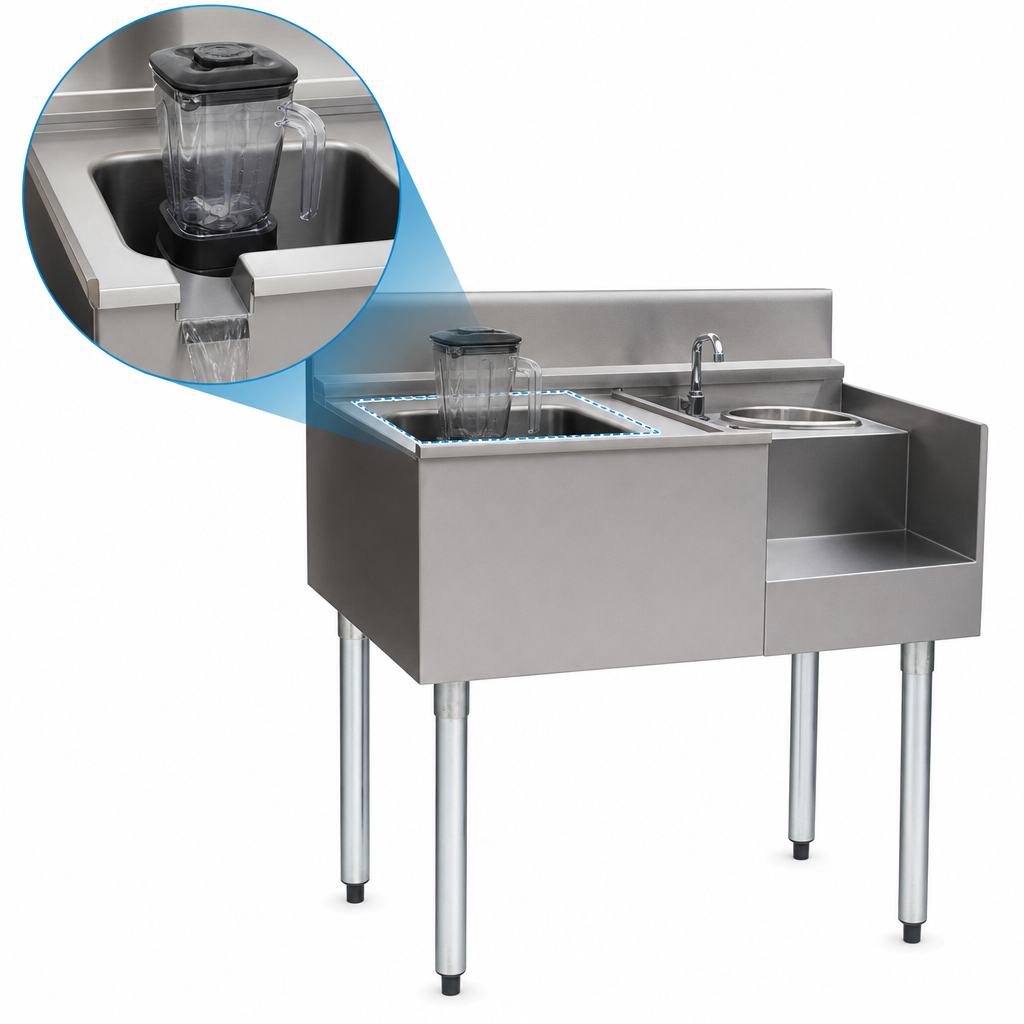 Left Blender Recess with Liquid Waste Chute