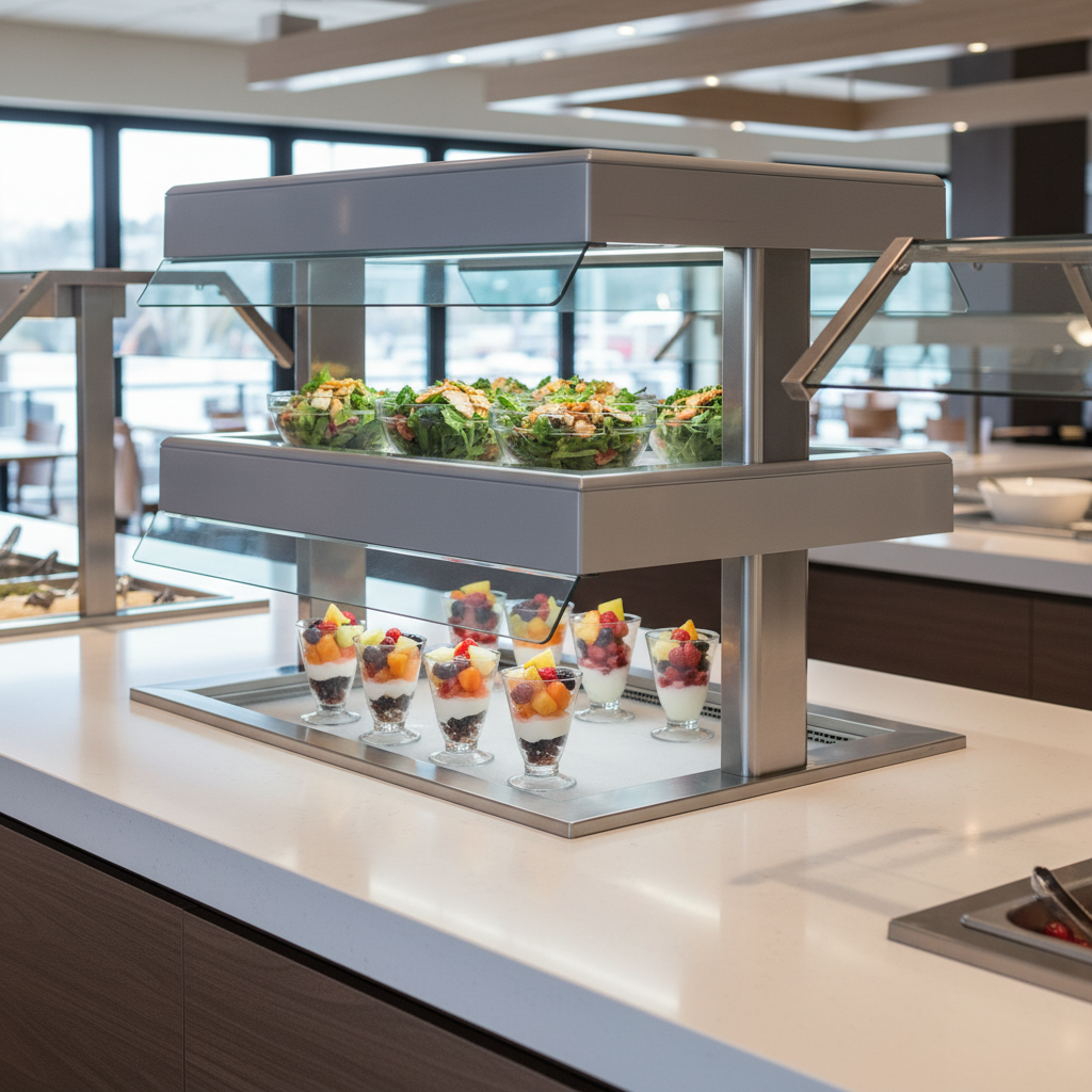 Experience seamless food presentation with the Duke HotFrost's recessed drop-in design, integrating perfectly into any commercial counter.